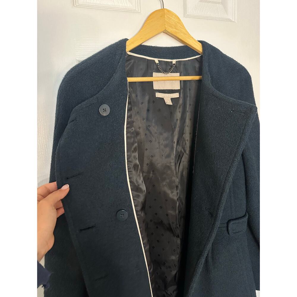 Banana Republic Blue Wool Coat Long Double Breasted Old Money Quiet Luxury M - Picture 4 of 6